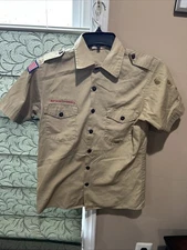 Boy Scout BSA UNIFORM SHIRT  Men’s  Small Short Sleeve Tan P21
