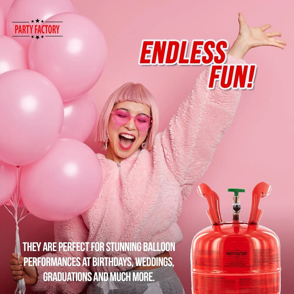 Party Factory Juego de 2 tanques de helio 20 globos cada botella de helio 5 cu. ft. gas Foto 4 de 4