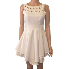 Lulus White Cutout Neckline Open Back Fit & Flare Mini Dress XS Lulu's