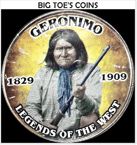2018-D,  GERONIMO STICKER COIN, KENNEDY HALF DOLLAR, VERY BEAUTIFUL COIN