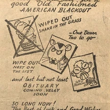WWII Novelty Propaganda Toilet Paper One Long Continuous Sheet Complete 1943