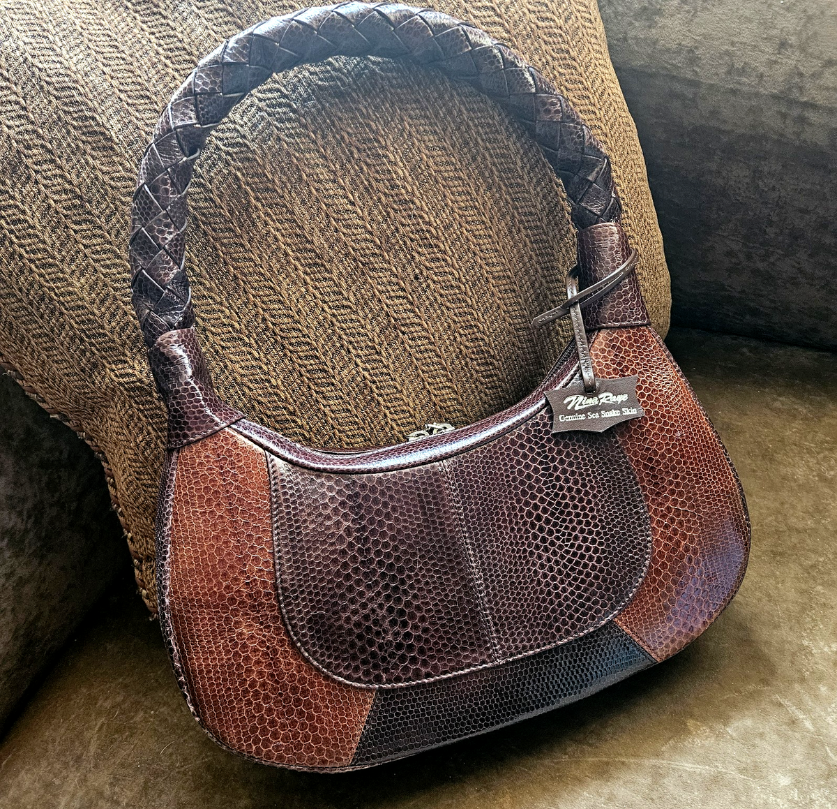 Vintage Nina Raye Genuine Sea Snake Skin Shoulder Bag Exotic 