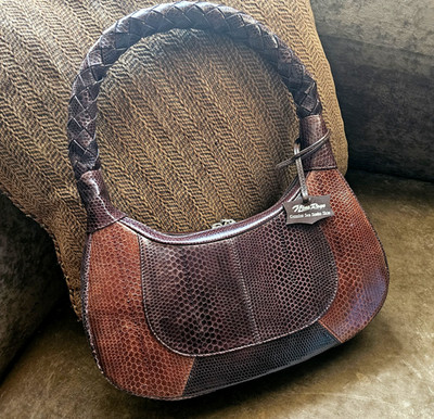 Vintage Nina Raye Genuine Sea Snake Skin Shoulder Bag Exotic Leather 80s 90s