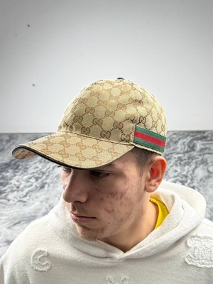 Gucci Monogram GG Canvas Baseball Cap One Size Beige | eBay