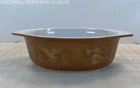 Vintage PYREX Early American Brown Gold 043 1.5 Qt. Casserole Dish