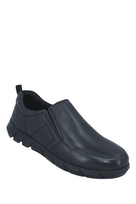 Herren Extra Weite Passform Slipper Leder Schuhe mit Gummizug Zwickeln (H Fit by
