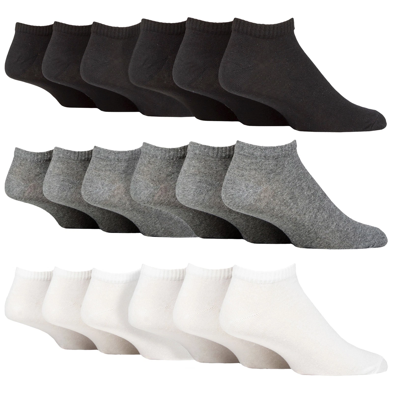 SOCKSHOP TORE - 6 Pack Mens Plain Sports Trainer Ankle Socks