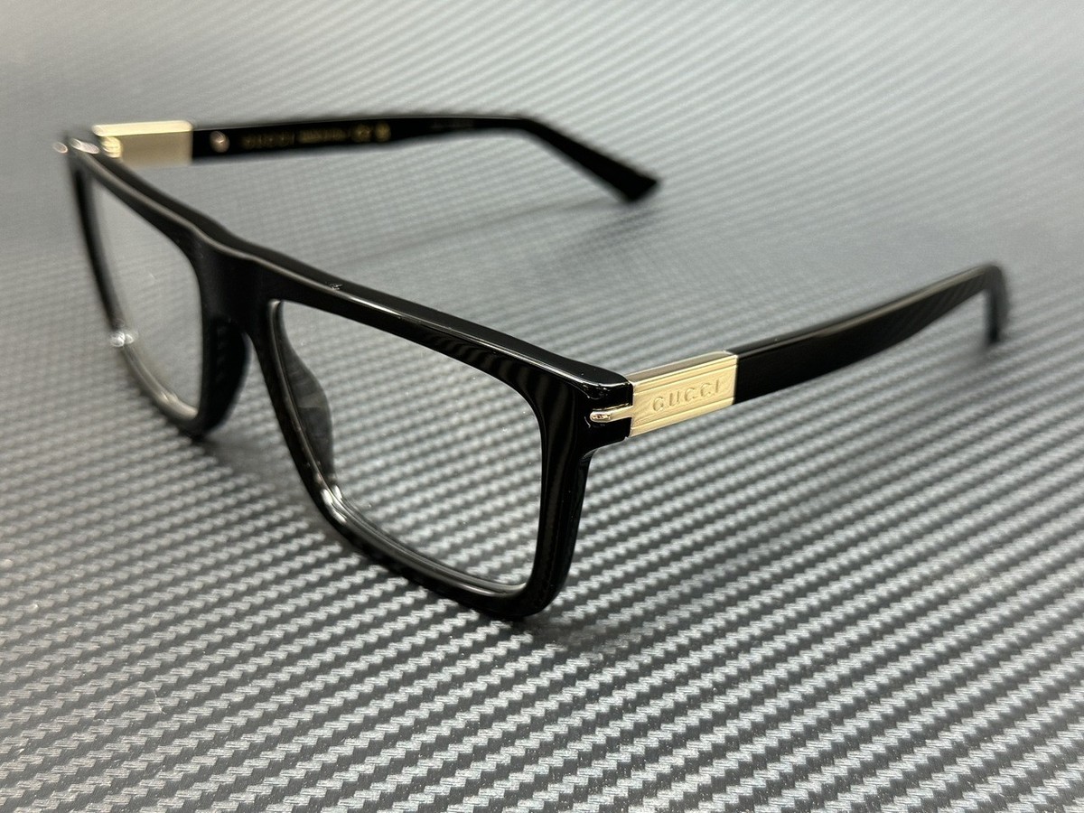 GUCCI GG1504O 005 Black Gold Men's Large 56 mm Eyeglasses | eBay