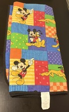 Vintage Disney Mickey Pluto Quilted Blanket Bright Colors 54x40.5 For Display