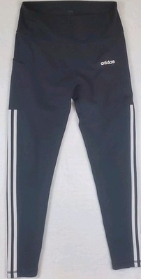 Adidas Womens Dark Gray Climate 3 Stripes 7/8 Leggings Large Gym Train Run