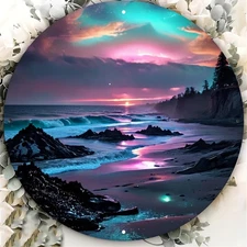 Vintage Ocean Sunset Aluminum Art 8x8 Inch Decor