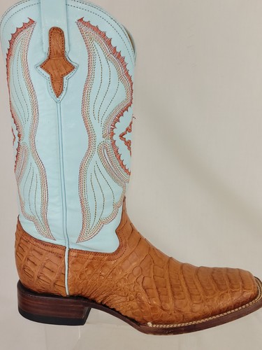 Ferrini Ladies Cognac Blue Genuine Caiman Belly Western Boots Size 10B (8249302) - Picture 2 of 11