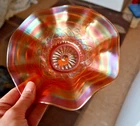 RARE Vintage Antique 7.5" Northwood Carnival Glass Bowl Sunflower Diamond LOOK