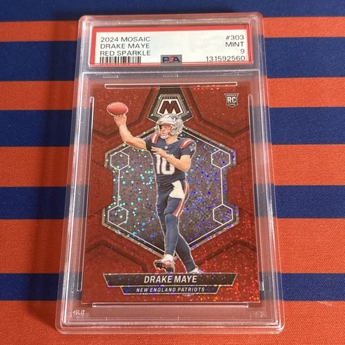 2024 Panini Mosaic - Rookies Drake Maye #303 Red Sparkle Prizm (RC)