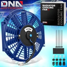 12" 12V ELECTRIC SLIM PUSH/PULL BLUE ENGINE COOLING/RADIATOR FAN+MOUNTING KIT