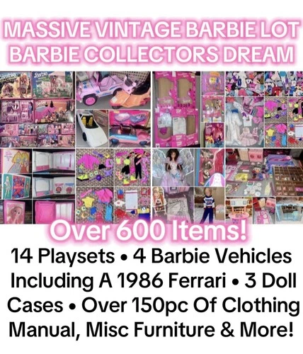 Barbie Collectors Dream Lot Over 600pc Vintage Y2K 90s Barbie Playsets Clothes