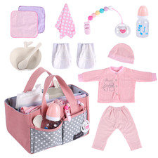 10Pcs Baby Doll Accessories Set Carry Bag Fits 17-22in Dolls 3