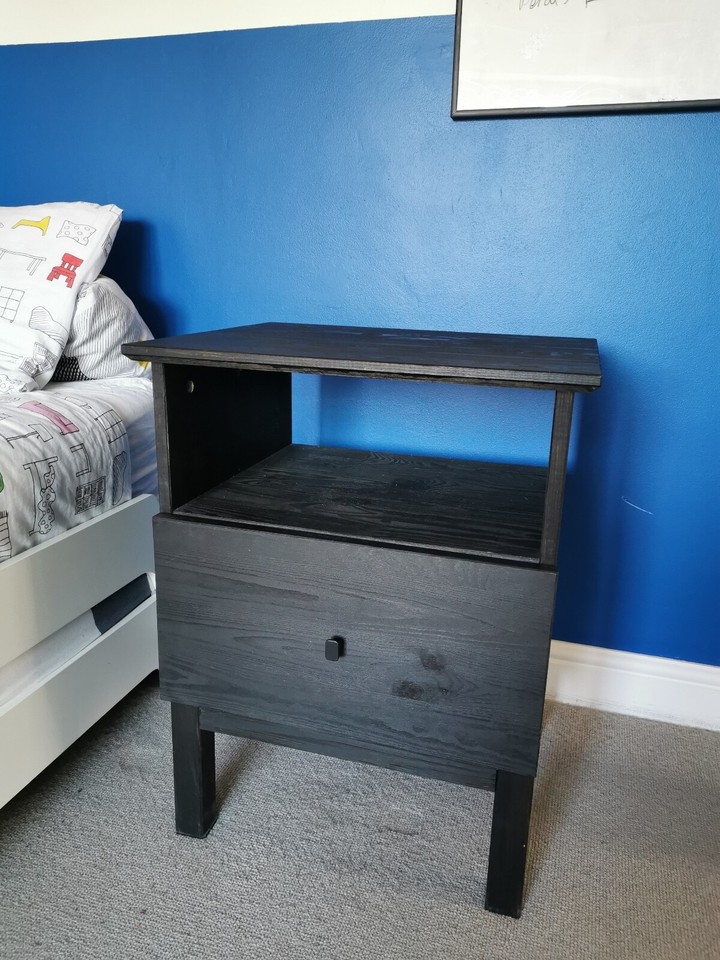 Ikea Tarva Bedside Drawer / Side Table / Nightstand Black Stained