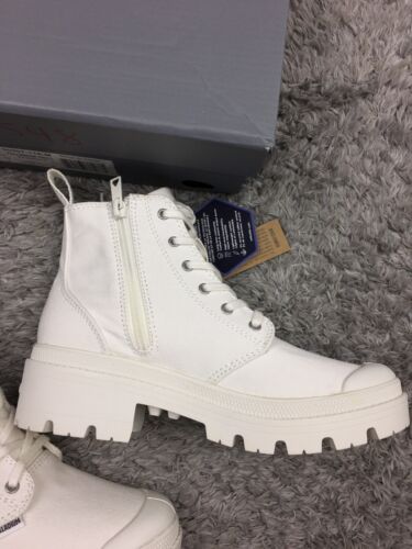 Palladium Damenstiefel Pallabase Twill weißer Absatz Canvas Damengröße 6 Sterne weiß - Bild 3 von 9