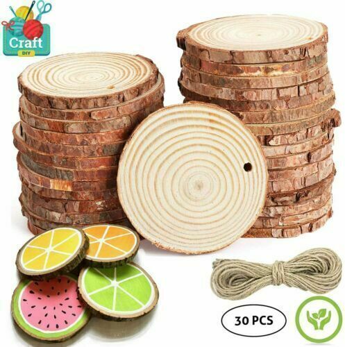 150/360Pcs Wood Slices Discs Tree Bark Log Wooden Circles 5-6 CM Wedding Craft - Picture 3 of 16