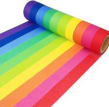 Colored Washi Tape 10 Roll Multi Pack - 164 Feet X 15Mm Wide Set Rainbow Solid C