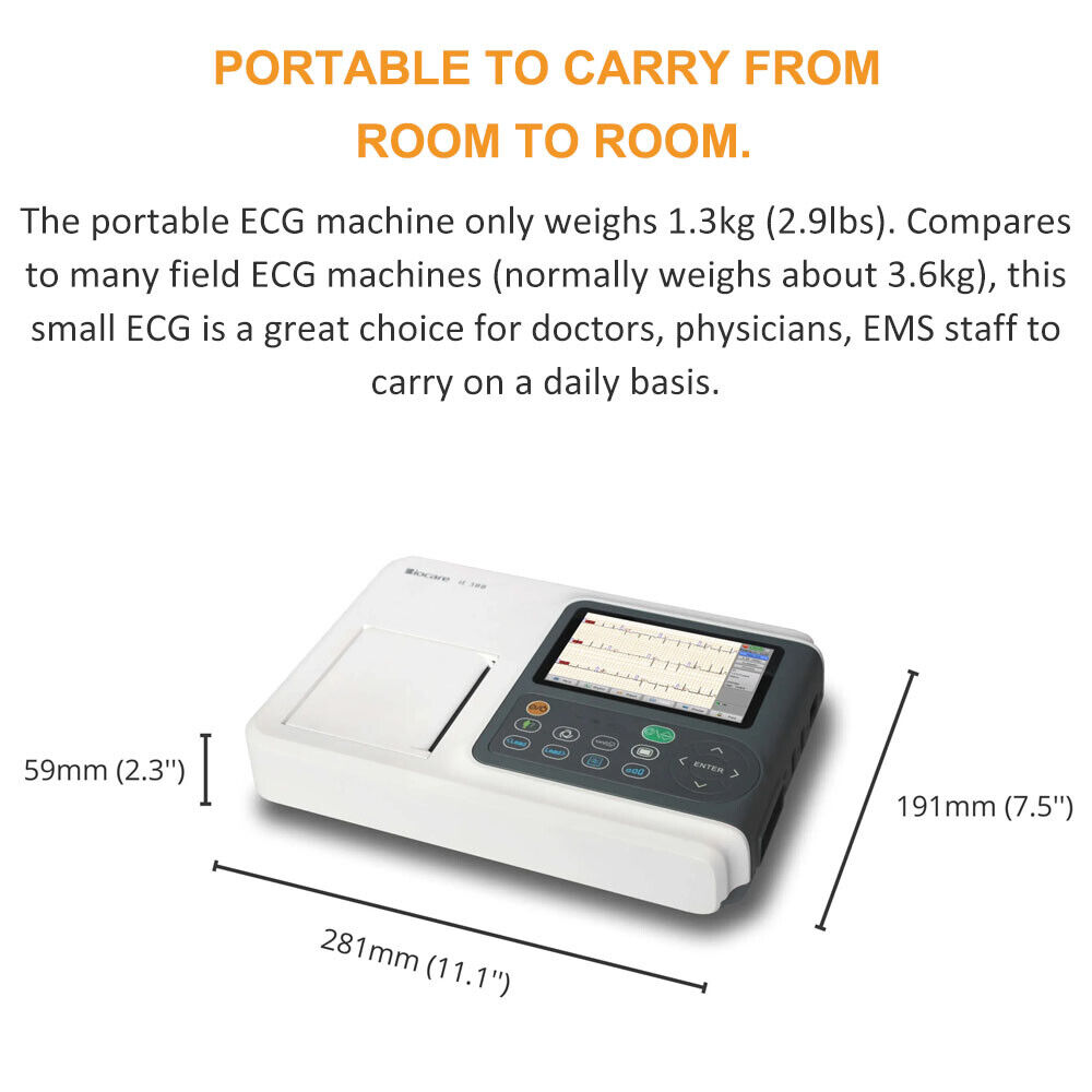 12 Lead ECG/EKG Machine w Interpretation Electrocardiograph Auto-analysed  Result