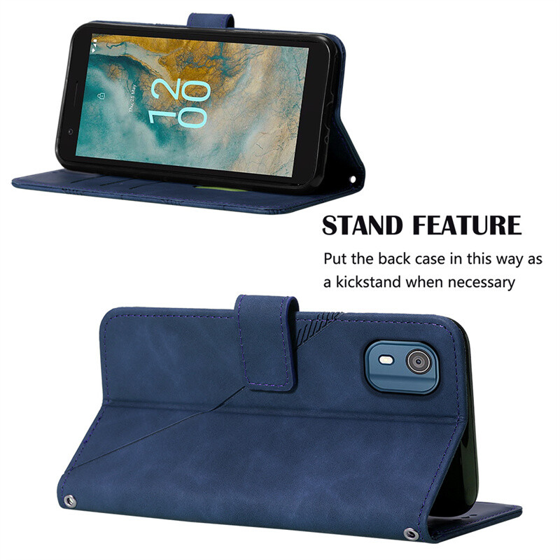 RonRon Cover A Libro Portafoglio Per Nokia C02 – Custodia In Pelle Con Slot Carte, Supporto E Chiusura Magnetica – Antiurto, TPU Interno, Colore Nero