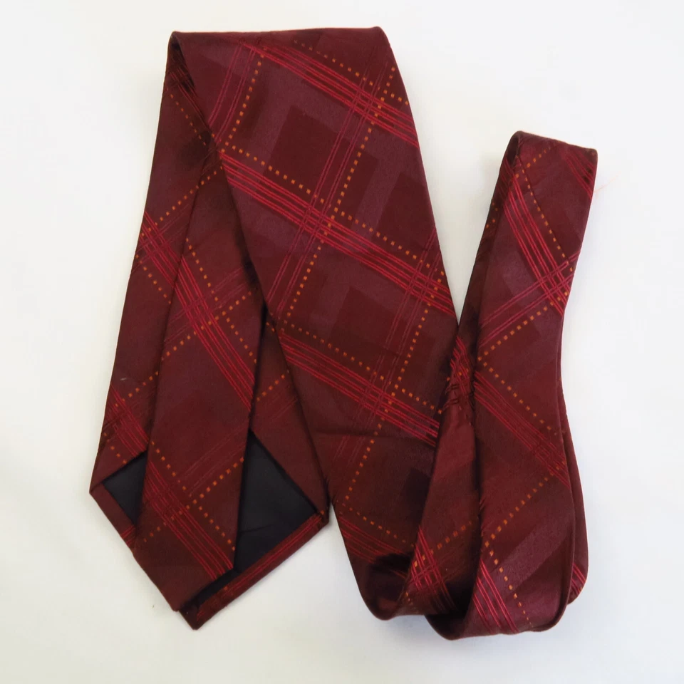 Axcess Red on Red Plaid Stripes Geometric Pattern Mens Neck Tie 58x3.75 Modern - Image 4 of 4