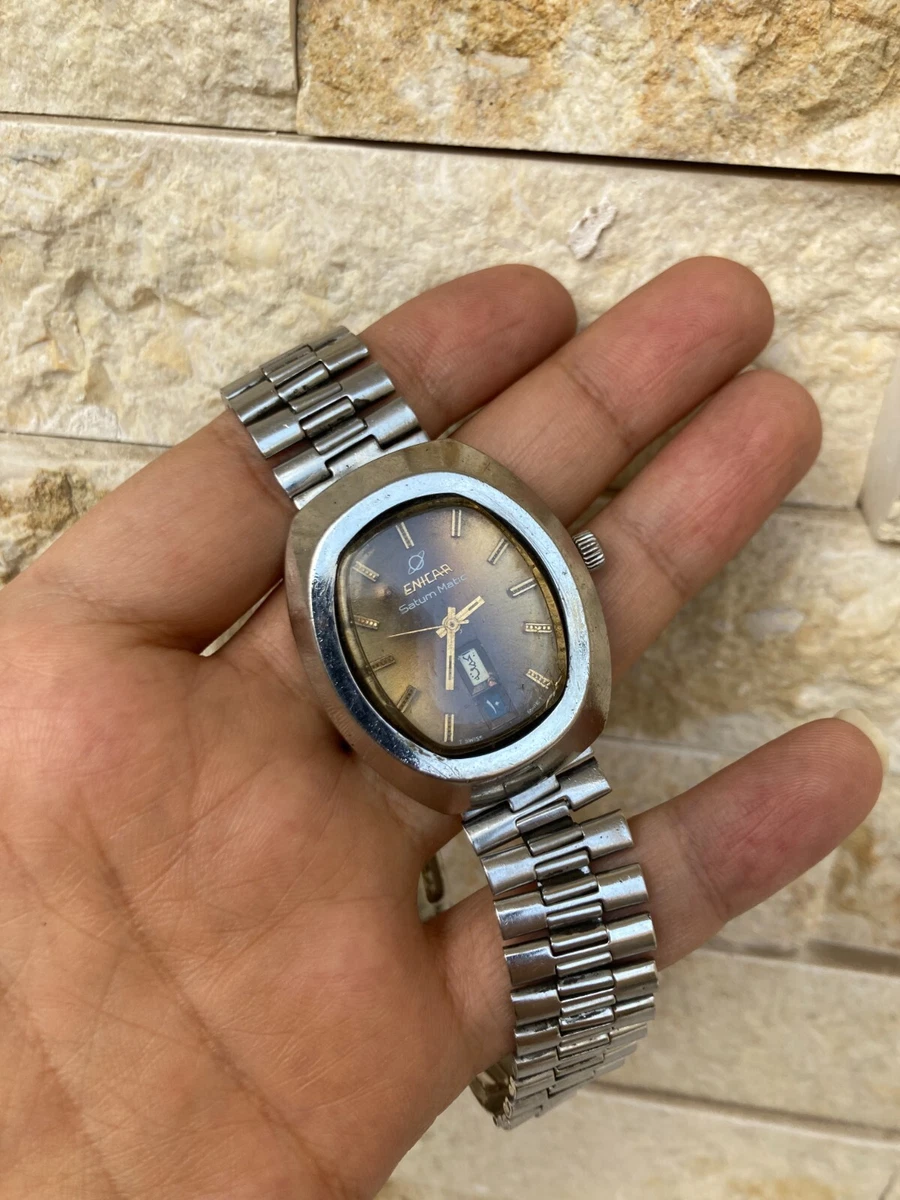 VINTAGE ENICAR WATCH SATUM MATIC DAY/DATE OCEAN PEARL 1960S 21 J