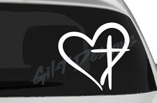 Heart Cross 2 Vinyl Decal Sticker, Christian, God, Religious, Jesus, Love, Hope