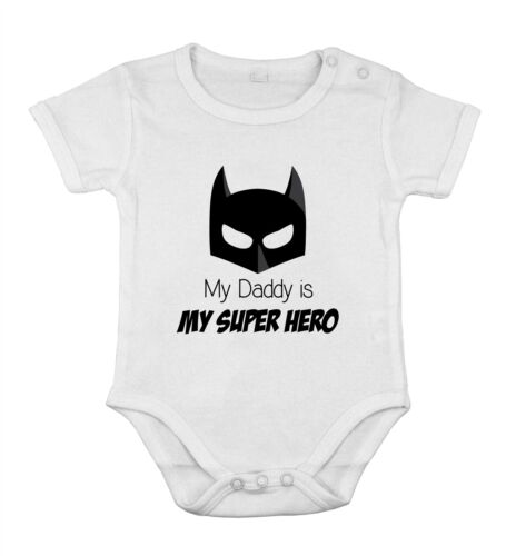 Mon Papa est mon super-héro unisexe Batman body coton pour bébé courtes manches - Photo 1 sur 6