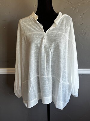 Simple by Suzanne Betro Women's Size 1X White Sheer Top NWT