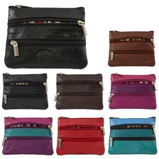 Quality Small London Leather Goods Premium Zip Coin Purse Compact Change Pouch