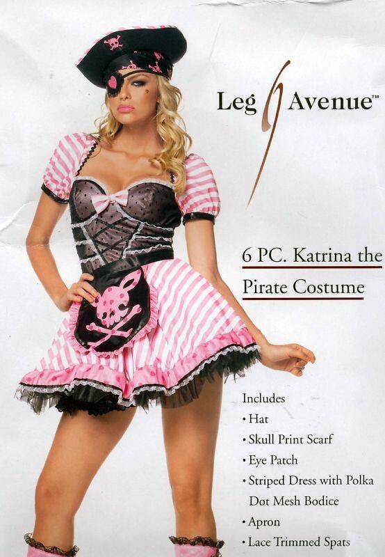 sexy LEG AVENUE Capitana KATRINA PIRATA Muchacha SWASHBUCKLER Calavera VESTIDO Disfraz