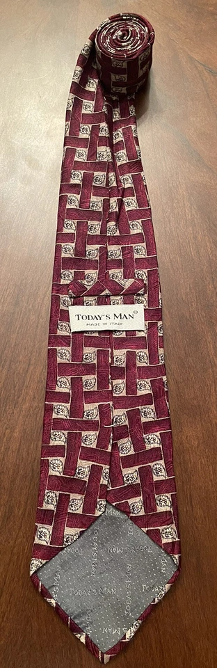 Corbata de cuello para hombre Today’s Man Made In Italy roja 100 % seda hecha a mano para hombre Foto 2 de 4