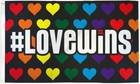 "Love Wins" flag 3x5 ft polyester banner sign hearts rainbow pride Lgbtq+