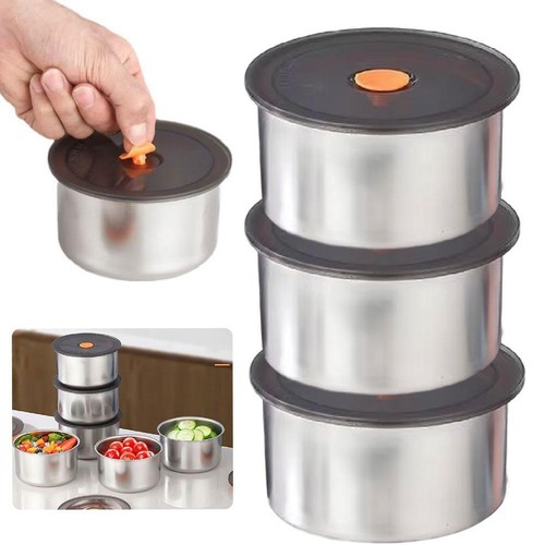 Stainless Steel Food Container Fridge Sealed Crisper Box Lunch Bowls' V8K1