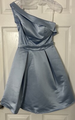 promgirl short prom dresses PromGirl Short Satin Prom Dress Blue, Size 2, NWT A Line