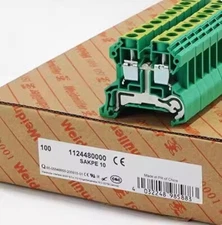 100pcs Weidmuller SAKPE 10 Yellow-green Ground Terminal Blocks 1124480000