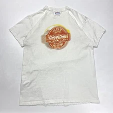 Vtg Krispy Kreme Mens T-Shirt M White Neon Sign Graphic Food Retro Hanes Beefy