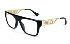 New VERSACE Eyeglasses MOD. 3326-U GB1 55-19 145 Black & Gold Rectangular Frames