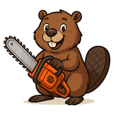 XXL 30X30 Autoaufkleber Biber mit Kettensäge Aufkleber