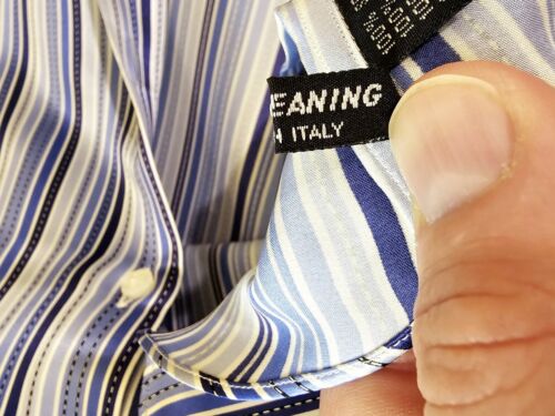 Stefano Ricci Blue/White Men/Women Striped Silk Shirt XXL Handmade Italy $1,800 - Picture 6 of 10