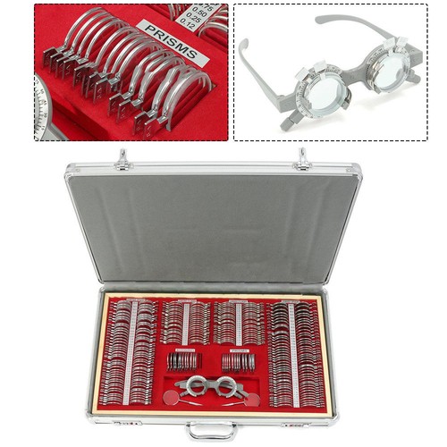 Set lenti di prova 266 pezzi mini custodia con telaio ottico cerchio in metallo kit optometria - Foto 2 di 9