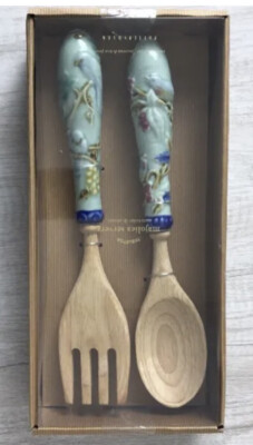 Pottery barn Tabletop Majolica Birds Serves Utensiles  Discontinued