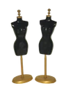 2x BLACK DOLL SIZED PLASTIC MANNEQUINS WITH STANDS MADE FOR 12" DOLLS UK SELLER