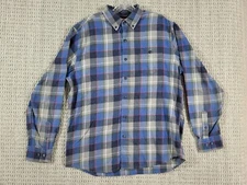 Original Weatherproof Vintage Mens Flannel Button Down Shirt Sz Large Blue Plaid