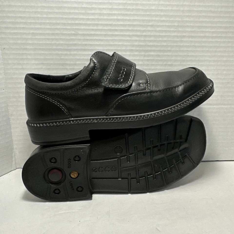 Zapatos Ecco Talla 35 Negro Cuero Vellcro Correa Confort Unisex Zapatos BR-20 Foto 4 de 4