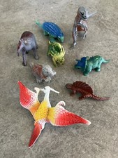 Vintage Made In Hong Kong Plastic Prehistoric Animals and Dinosaurs X 8 LOT Rare