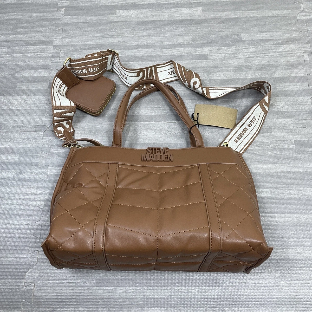 Steve Madden Belia True Cognac Satchel Crossbody Bag Brown DT622495 98
